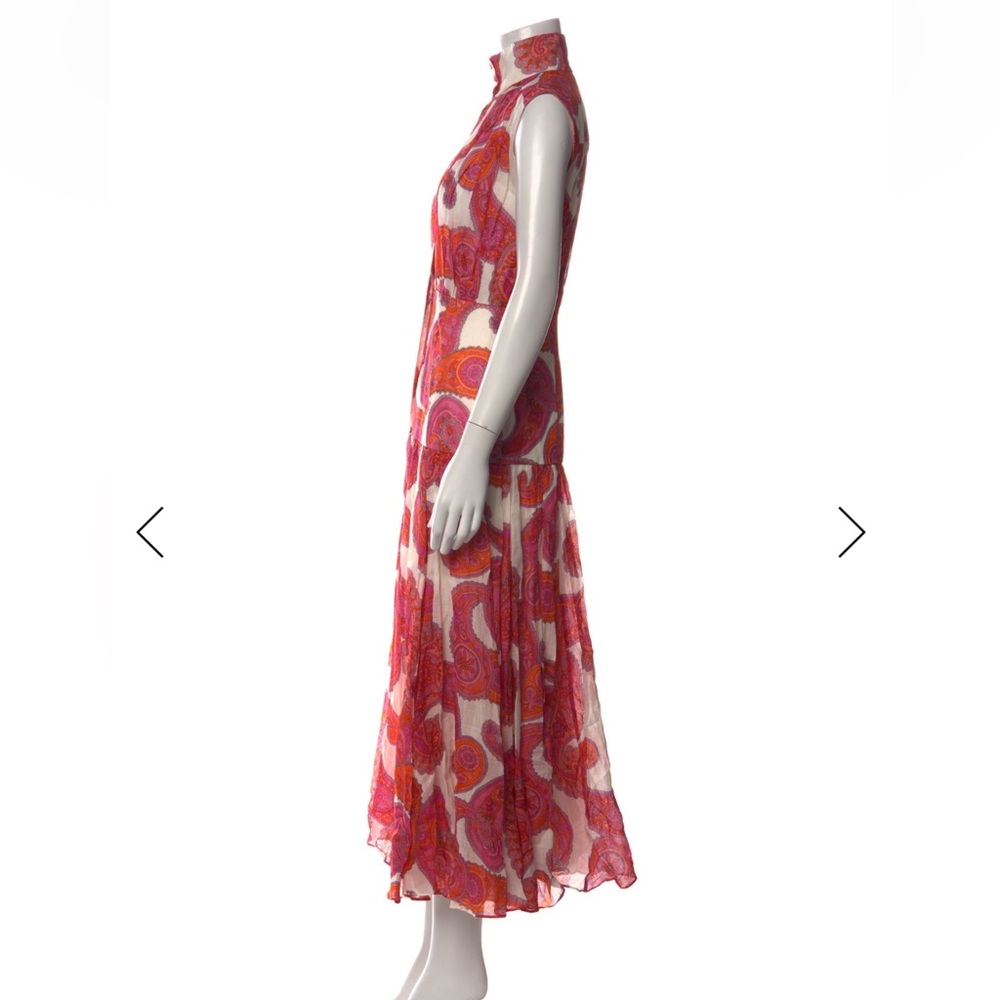 Zimmerman Rami Pink & Orange Paisley Sleeveless Midi Dress, Size 1 - Picture 2 of 3